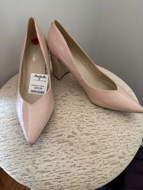 Marc Fisher Nude Patent Block Heel Pumps